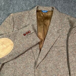 VTG Pendleton Blazer Mens 48 Long Virgin Wool Elbow Patches Brown Made in USA
